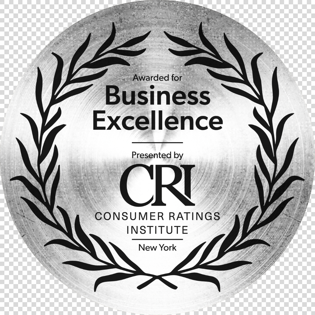 Consumer Ratings Institute winner badge for Business Excellence Award